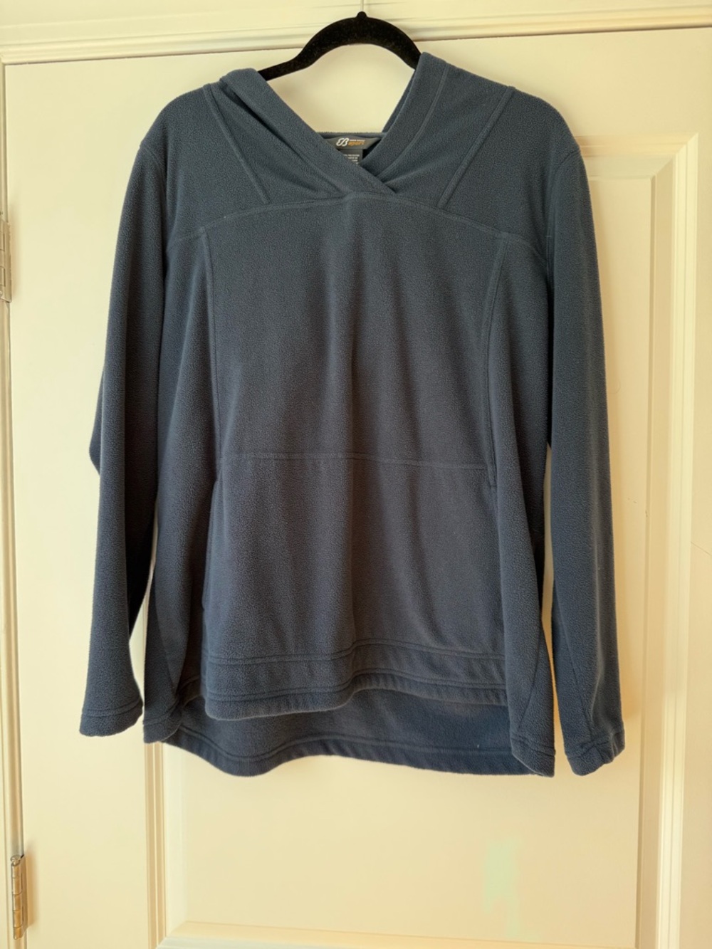 Eddie Bauer Women’s Navy Blue V-Neck Lightweight Hooded Fleece, Size XL